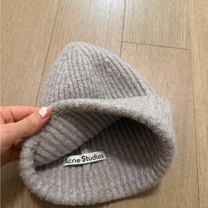 Acne Studios Wool Beanie - Soft Grey with Subtle Multicolor Hues